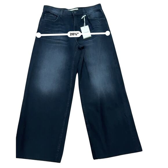 MOTHER The Spinner Zip Sneak Jeans Faded Black Magic 28 High Rise Wide Leg Denim - Picture 8 of 13